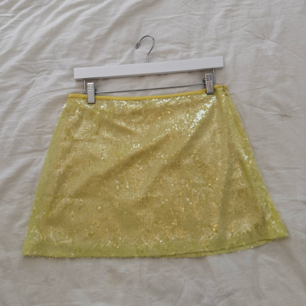 Zara lime green sequin skirt size small nwt